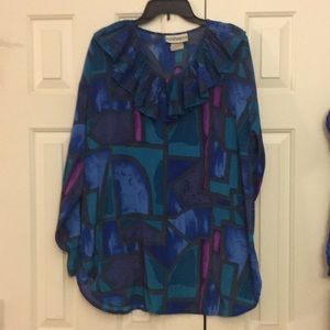 🇺🇸Peter Popovich long blouse ruffled VINTAGE